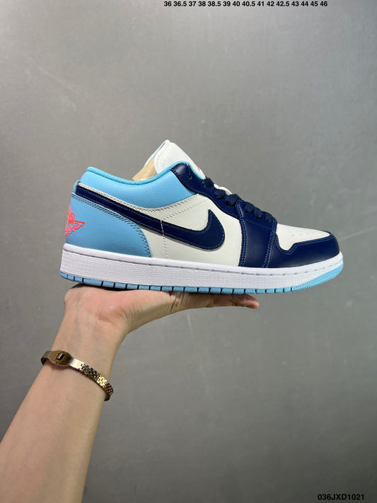 Air Jordan 1 Retro Low White Dark Blue And Light Blue