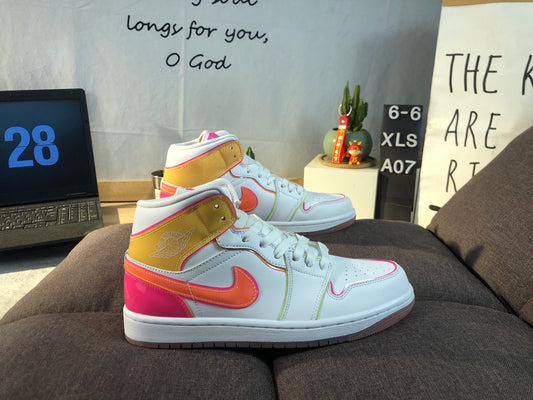 Air Jordan 1 Retro Mid White Rose Red