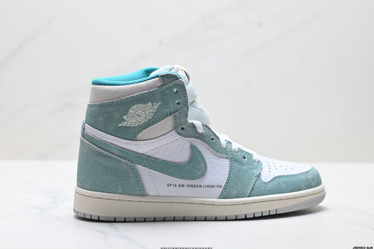 Air Jordan 1 Retro High White Jeans Green
