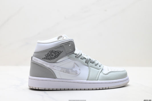 Air Jordan 1 Retro Mid White Grey Green