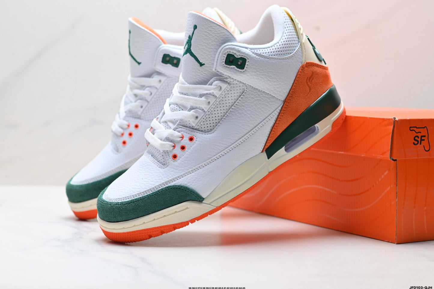 Air Jordan 3 Retro White Green Orange